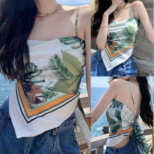 Vest Suspenders Slim Tops Ladies Back Lace Up Sling Blouse for Party