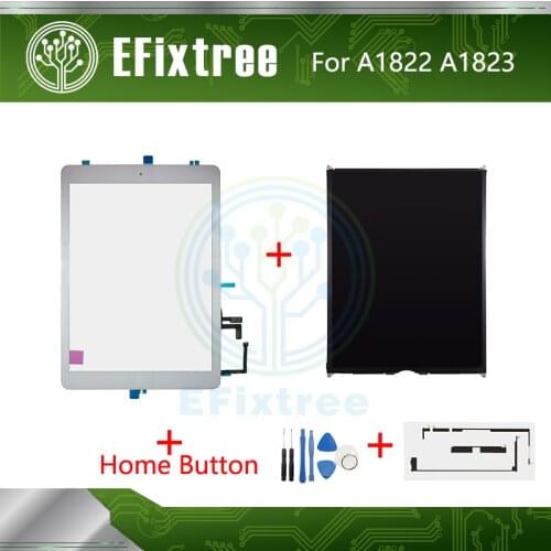 New A1822 A1823 LCD Touch Screen Assembly Digitizer With Home Button Sticker Tool For iPad 5 2017 Front Glass Panel Black White