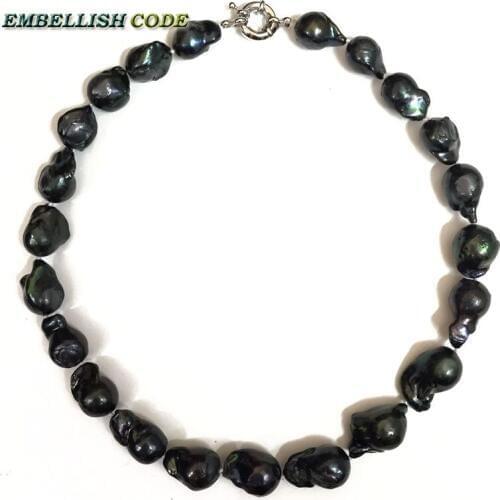 Black color baroque pearl Irregular statement necklace tissue nucleated flameball freshwater natural pearls popular jewelry