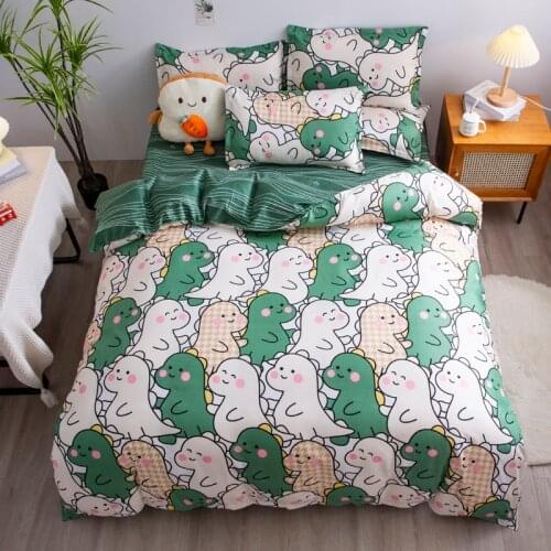 Cartoon dinosaur printing Bed line duvet cover flat sheet pillowcase Bedroom Cover Set