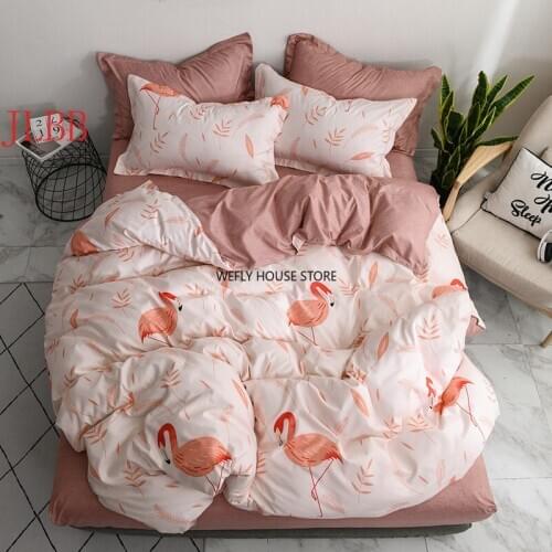 Sheet pillowcase&duvet cover set bird bedding set bed linen duvet cover set stripe duvet cover Grey flat sheet cartoon bed set