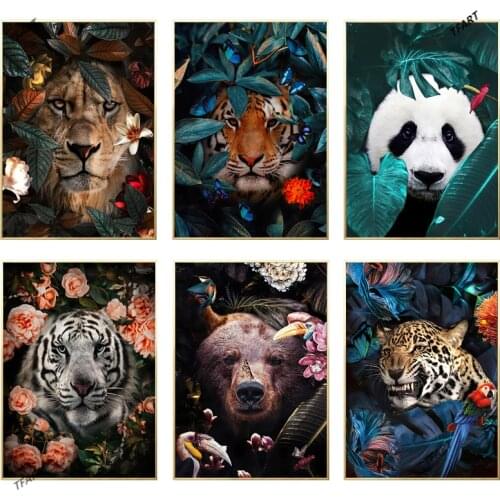 Flower Animal Panda Bear Leopard 5D Diamond Inlaid Diamond Painting DIY Diamond Embroidery Mosaic Diamond Inlaid Art Paris Craft