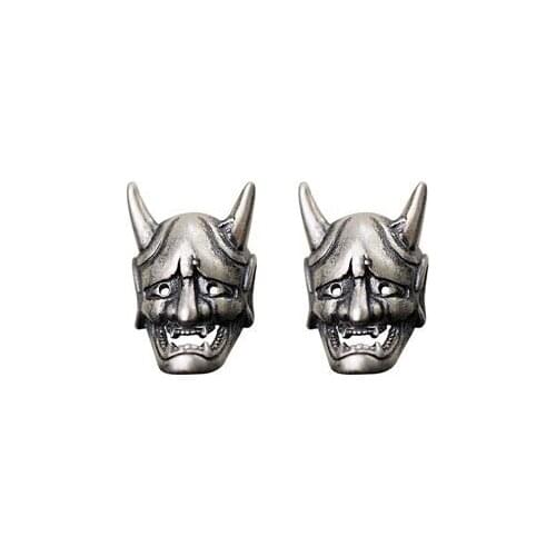 Silver Plated Skull Prajna Retro Stud Earrings Punk Gothic Alternative Stud Earrings Men and Women Punk Hip Hop Party Jewelry