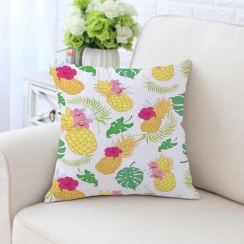 Pineapple Printed silk Pillowcases Square Zippered Home Decorative Pillow Cover Wedding Custom Gift For Two Sides