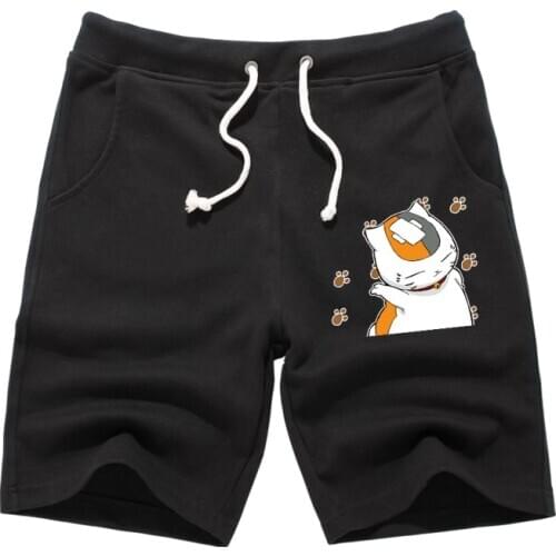 Anime Natsume Yuujinchou Nyanko Sensei Shorts Knee-length Shorts Summer Shorts Elasitc Waist with Pockets Unisex