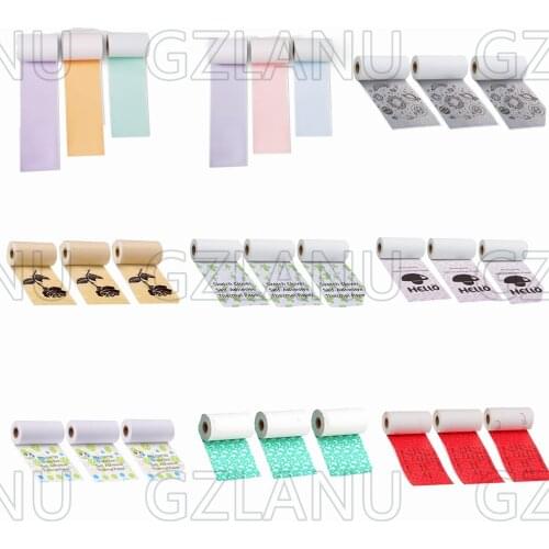 Thermal Sticky Paper Notes Colorful Journal BPA Free 53mm 3.5M 3 Rolls Phomemo M02S For PeriPage PAPERANG Photo Impresoras