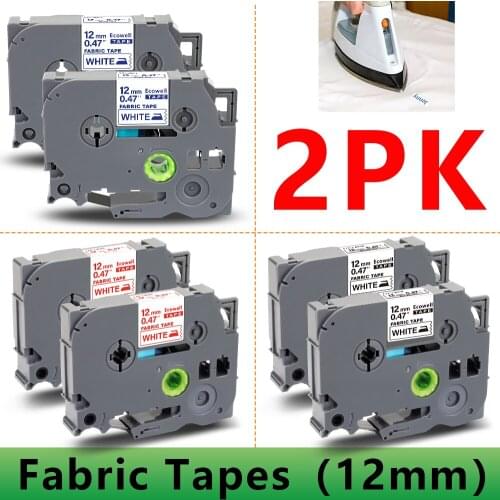 Ecowell 1pcs TZe-FA231 TZe-FA3 TZe-FA3R Fabric Iron on Labels 12mm Laminated Label compatible for Brother P-Touch label maker
