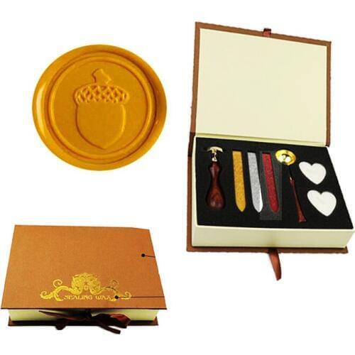 Vintage Pine Cones Custom Picture Logo Wedding Invitation Wax Seal Sealing Stamp Rosewood Handle Set Kit