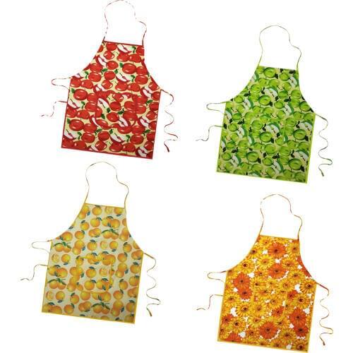 Vibrant Color Fruit Kitchen Printed Apron Unisex Kitchen Bib Apron for Cooking Baking Gardening Apple/Lemon/ Sunflower Pattern