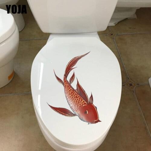 YOJA 18.8*24.2CM Funny Free Fish Living Room Home Decor Toilet Decal Wall Sticker Modren Cartoon T3-0931