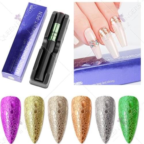 1 PC Titanium Magic Chrome Pigment-pen Nail Powder Soak Off Gel Nail Powder Pigment Make Up Aurora Glitter Eyeshadow