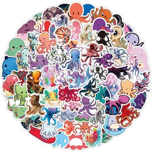 100PCS Funny Octopus Cartoon Stickers Kids Toy Animal Decals Waterproof Sticker for DIY Laptop Luggage Bicycle Skateboard