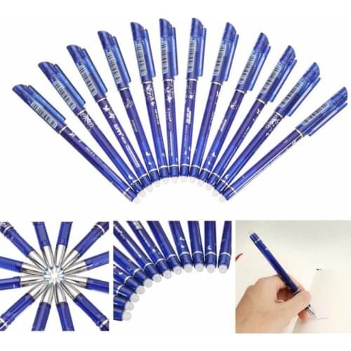12Pcs 0.5mm Magic Erasable Pen Gel Pen Blue Ink Gel Pen Office Student Stationery