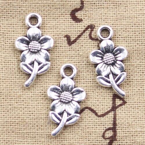 15pcs Charms Sunflower Flower 21x11mm Tibetan Silver Color Pendant Findings Accessories DIY Vintage Choker Handmade Jewelry