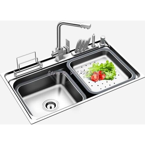 304 Stainless Steel Sink Large Single-slot Package Home Kitchen Multi-function Integrated Vegetable Sink In The Basin Bowl
