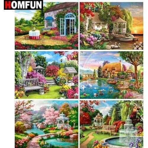 HOMFUN Diamond Painting Cross Stitch "Beautiful garden" 5D DIY Diamond Embroidery Full Square/round Rhinestone Of Picture