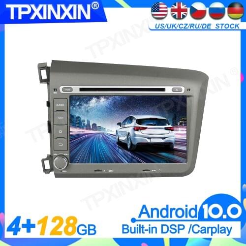 Android10 For Honda Civic 2012 2013 Radio Car Multimedia Player GPS Navi Head Unit Autoradio Stereo PX6 Audio WIFI 4G Bluetooth