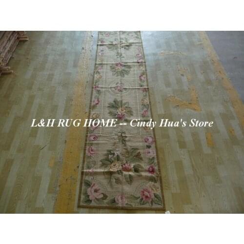 Free shipping 10K 2.5'x10' Needlepoint runner with flowers design handmade for home decoration