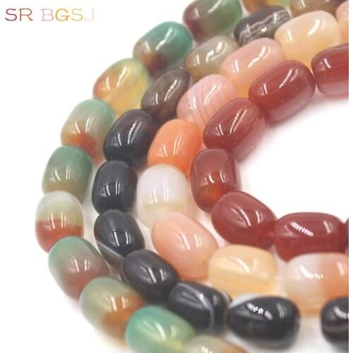 Free Shipping 10x14mm Natural Gems Stone Column Beads Jewelry DIY Agat Onyx Spacer Big Craft Beads 15"