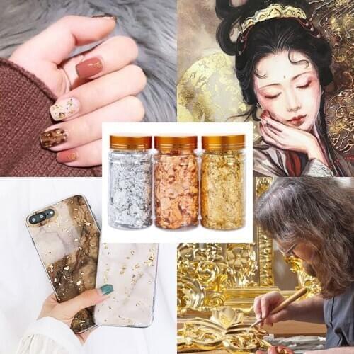 3 Colors Metallic Foil Flakes Sequins Glitters for Painting Arts Nail Art Foil Decorative Paper Resin Mold Fillings