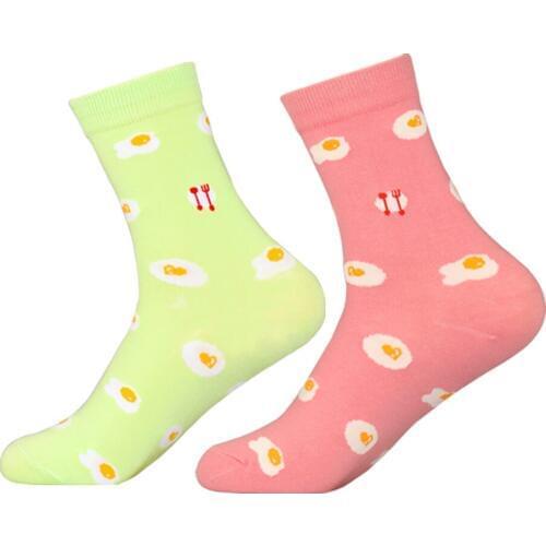 Brand Funny Men Fried Eggs Long Socks Women Cute Pink Poached Egg Art Cotton Sock Creative Couple Omlet Crew Socks