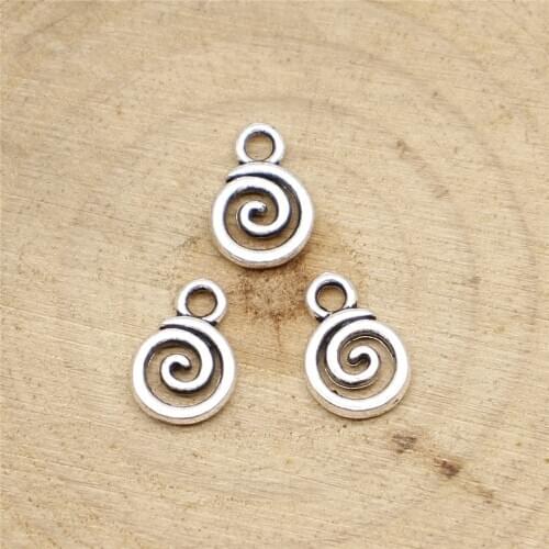 Charms for Jewelry Making Findings Handmade DIY Craft 25pcs Antique Silver Color 11x8mm Swirl Charms Pendant