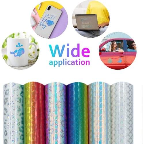 Fish Scale Gradient Lettering Films Self-adhesive Vinyl Stickers Cup Wall Cloth Glass Hat Shoe Decoration Films Multi-Purpose