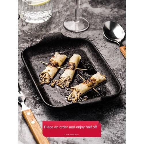 Porcelain Colorful Creative Frosted Baking Trays Rice Trays Ear Trays Home Oven Baking Trays Black Ceramic Cutlery