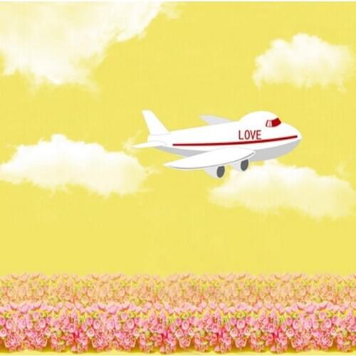 5x7ft Love Plane Flowers Cloud Photography Backdrops Photo Props Studio Background