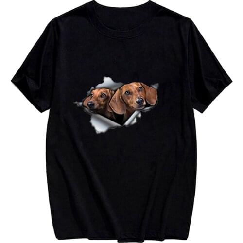 CLOOCL Pet Dog Dachshund Cotton T-shirt Fashion Brands Summer Short Sleeve Harajuku Funny T-shirt Men Woman Casual Tee Tops