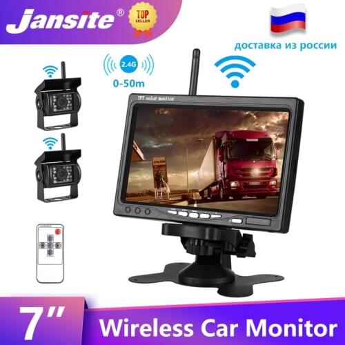 Jansite 7" Car monitor Wireless TFT LCD Car Backup Rear view Camera Monitors Parking Rearview System Rear cameras for Trunk Bus