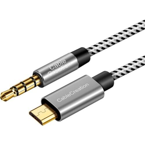TRRS Cable 3.5MM Male to micro usb Audio Stereo HiFi Cable with Silver-Plating Copper Core (Microphone Compatible) for phones