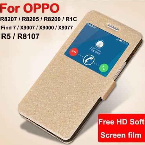 Open window leather case For OPPO Find 7 R8207 X9007 R5 R8107 phone cases Find7 R8205 R8200 R1C X9000 X9077 flip case cover