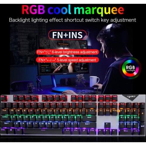 L300 Mechanical Keyboard 104-key Blue Switch 20 Kinds of Colorful Keyboard with Light USB Wired Game Keyboards FN More Function