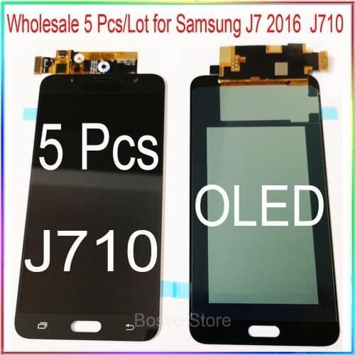 Wholesale 5 Pcs/Lot OLED for Samsung J7 2016 J710 LCD Screen display with touch Digitizer assembly OLED