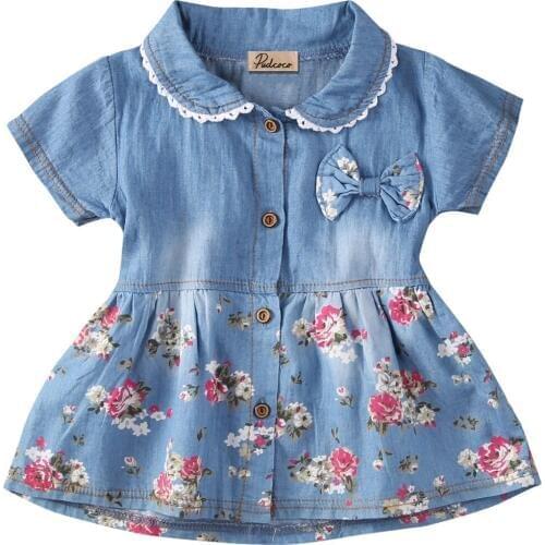 Cute Newborn Toddler Baby Kid Girls Dress Flower Denim Tutu Dresses Party Holidaby Dress For Girls Costumes