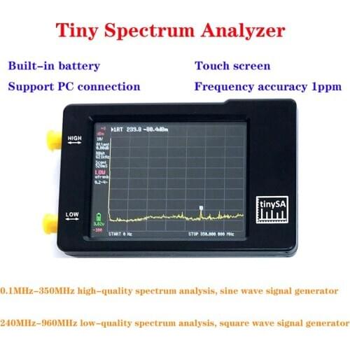 TinySA Handheld Two Inputs Tiny Spectrum Analyzer 2.8 Inch Touching Screen Spectrum Analyzers 100KHz-350MHz Input Frequency