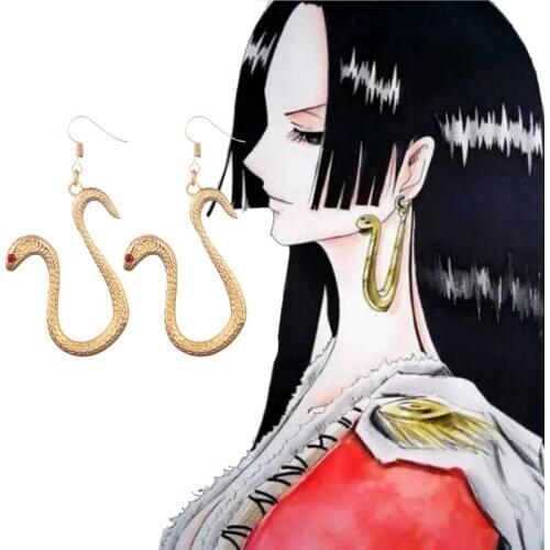 RJ Anime One Piece Snake Drop Earrings Boa Hancock Een Stuk Sauron Cosplay Earring Ear Clip Charm Women Girls Jewelry Gift