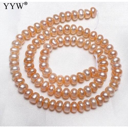 A Pink Freshwater Pearl Beads Designer Jewelry Oblate Natural Beads Necklace Making 5-6mm Cultured Pearls 15"Strand 0.8mm Hole