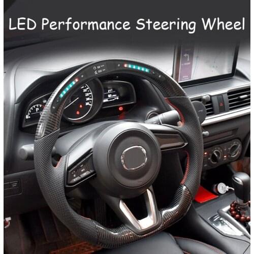 Real Carbon Fiber LED Steering Wheel compatible for Mazda 3 Mazda 6 CX-4 CX-5 RX-7 BT-50 LED Performance
