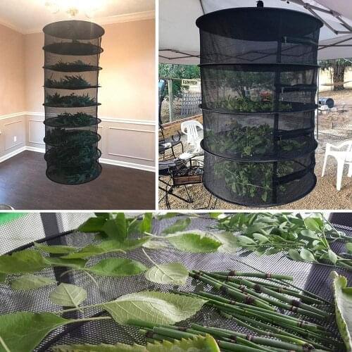 Herbs Drying Rack Folding Fishing Net hanging herbal drying net foldable drying rack closed zipper plant drying net with Zipper