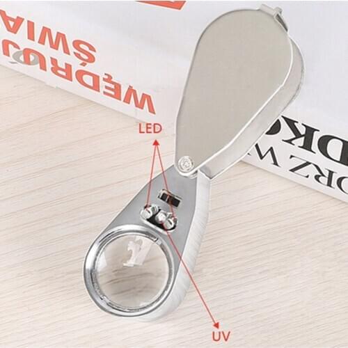 LED Illuminated 40X Magnifying Glasses Jewelers Loupe
