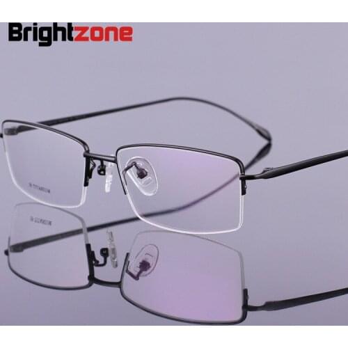 Slim Temple Leg 100% Pure Titanium Myopia Half Rim Exceed Light Spectacle Eye Concise Personality Prescription Rx Glasses Frame