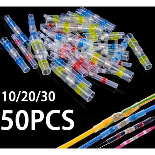10/50PCS Waterproof welding heat shrinkable wire connector soldering sleeve Crimp wire terminal kit marine insulation