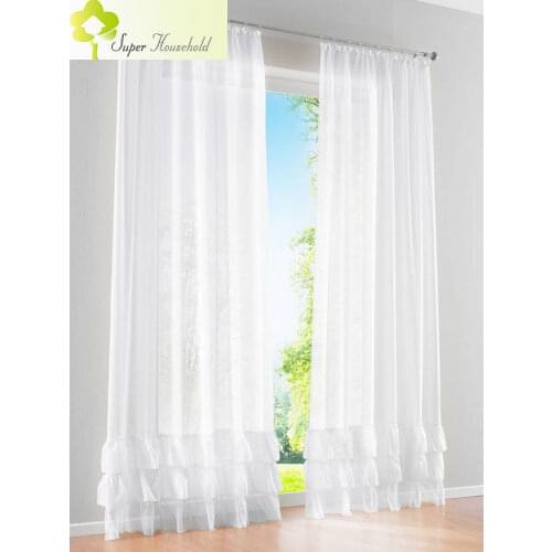 European Cake Design Tulle Curtains for Princess Kids Bedroom Romantic White Sheer Living Room Window Treatments