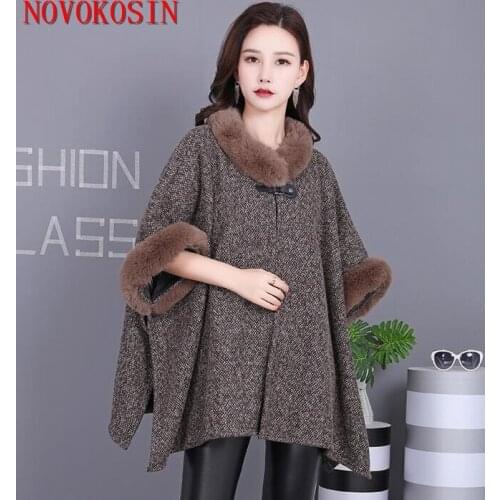 7 Colors 2020 Winter Warm Plus Size Fashion Poncho Plush Warm Open Stitch Coat Shawl Women Imitation Rabbit Fur Cardigan Coat