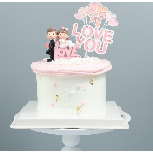 1PC LOVE YOU Happy Birthday Heart Bowknot cake topper For party Wedding Supplies Baby Shower Baking Dessert Kid Love Gifts