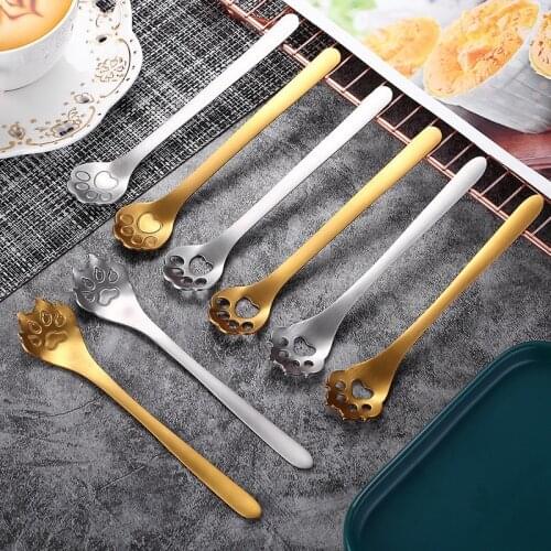 1Pc Cute High Quality Gold Dog Claw Mini Creative Coffee Stainless Steel Spoon Gift Cake Stirring Sugar Soup Dessert Teaspoon