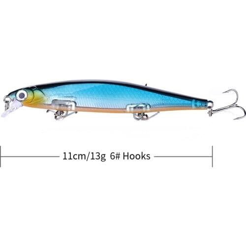 1PCS Minnow Fishing Lure Laser Hard Artificial Bait 3D Eyes 11cm 13g Fishing Wobblers diving 0.2m-1m Crankbait Minnows