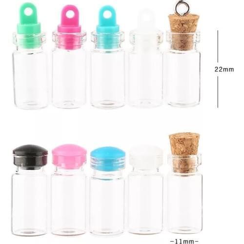 10pcs 1ml Mini Wishing Bottles Message Clear Cork Glass Bottles Vials for Wedding Holiday Decoration Wish Small Glass Bottles